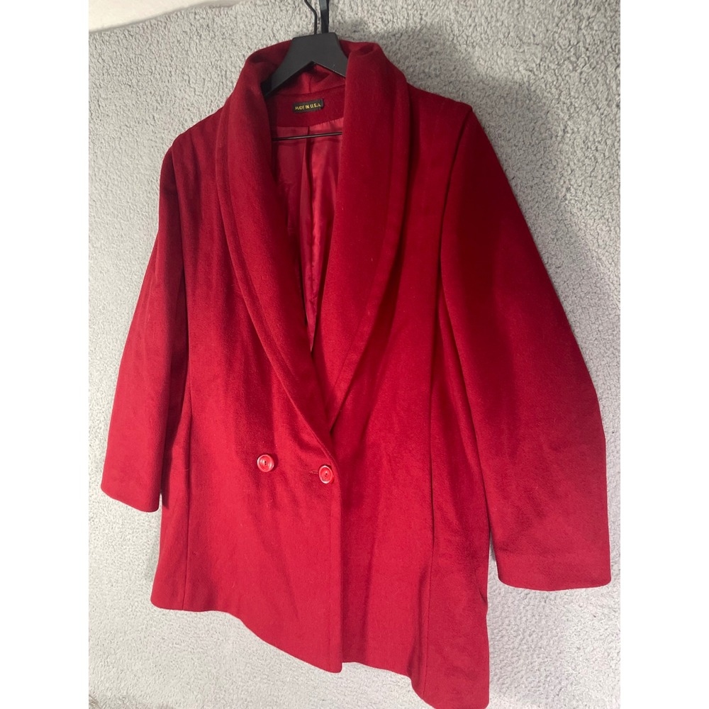 Worumbo 100% Wool Blazer Red Womens Vintage Coat Jacket Tailored USA M/L - Picture 8 of 13